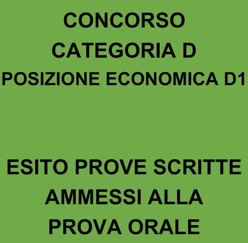CONCORSO CATEGORIA D - POSIZIONE ECONOMICA D1